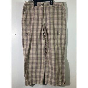 Womens Vintage‎ Evan Picone Plaid Cargo Ankle Pants Tan 12